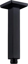 Black Shower Arm with Flange Square Ceiling Mounted Extension Pipe for Rainfall