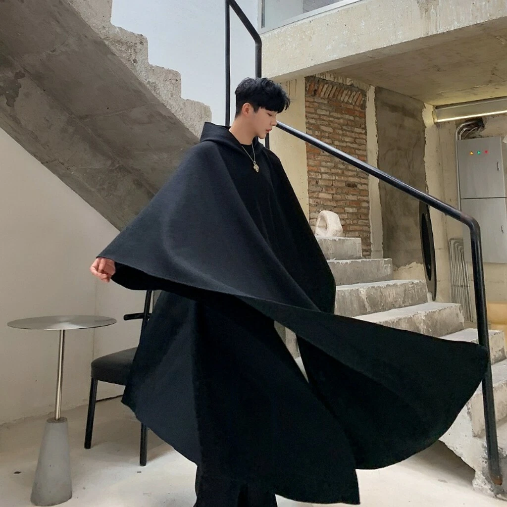 Men Cape coat Batwing sleeve Poncho Hip Hop Outwear Party Leisure