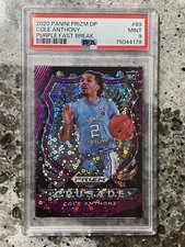2020 Panini Prizm DP Cole Anthony Purple Fast Break 14/49 PSA 9