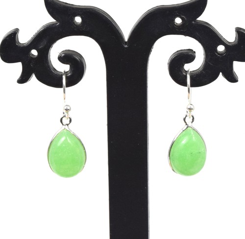 925 Solid Sterling Silver Green Onyx,Garnet Multi Stone Hook Earring Ji760 - Picture 31 of 81