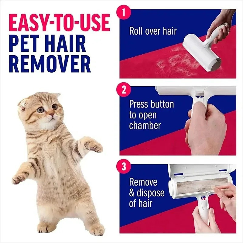 Outil d'épilation pour poil de chat et chien, brosse rouleau textile réutilisable