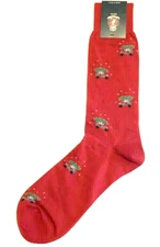 Punto Italian Christmas Pattern Mens Dress Socks Red Truck 10-13 Egyptian Cotton