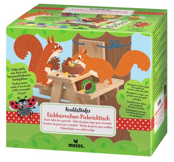 Mariquitas Eichhörnchen-picknicktisch, Ardillas puesto Alimentación para Jardín