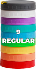 9 Pack Regular Mouth Mason Jar Lids, Plastic Mason Jar Lids with Silicone Rings,