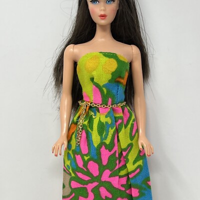 Vintage Barbie Shillman Mod Psychedelic Dress with Chain Belt