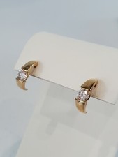 Gold over 925 Sterling Silver CZ .50ct Hoop Huggie Earring