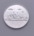 UFOs Over Sydney 1 oz .999 Fine Silver Round BU Intaglio Mint Art Medal