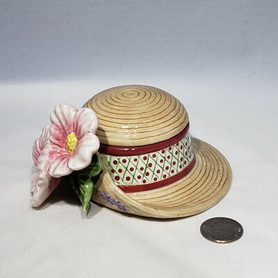 VTG Fitz Floyd Essentials Hat Lid Shaped Flowers Ceramic