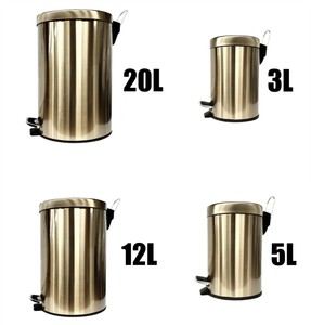 Pedal Bin Champagne Gold Stainless Steel Kitchen Bathroom Toilet