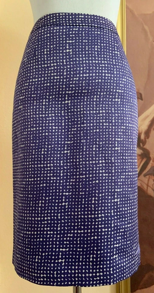 Tory Burch Designer Printed Purple Pencil Skirt Size 0 cotton/wool/silk blend