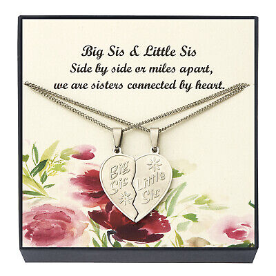 Big Sis Little Sis Half Heart Pendant, Matching Necklace ...