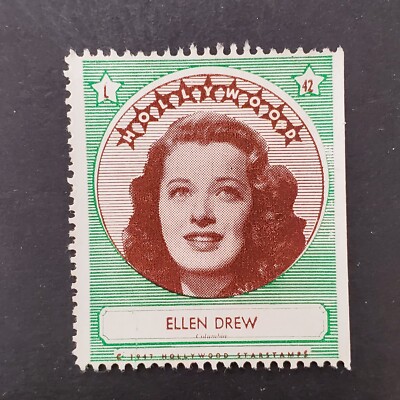 Ellen Drew 1947 Hollywood Screen Movie Stars Stamp Trading Card