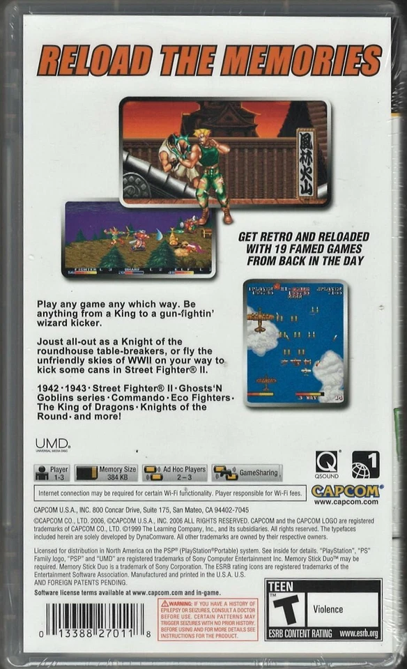 Capcom Classics Collection Reloaded (Favorites) PSP (Brand New Factory Sealed US - Image 2 of 2