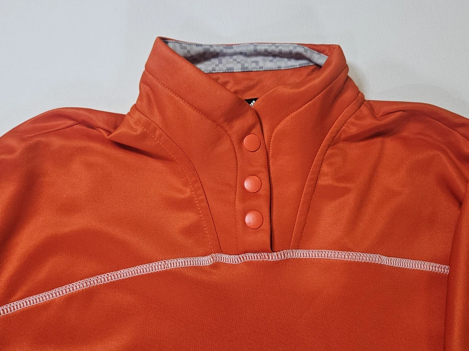 Adidas Pullover Atlético Mujer Mediano 1/4 Botón Naranja Rendimiento Suéter NUEVO Foto 3 de 4
