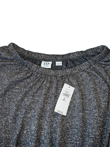 Gap Girls Gray Gold Lurex Long Sleeve On Or Off Shoulder Jumpsuit S(6-7) NWT - Picture 4 of 5