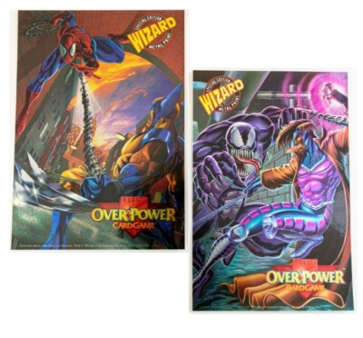 Marvel Overpower 1995 2 WIZARD METAL PRINTS SM/Wolverine & Venom/Gambit   