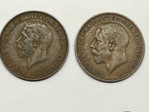 1933 New Zealand Half Crown Silver Coin King George V 2 UK Pennies & Schilling - Picture 7 of 9