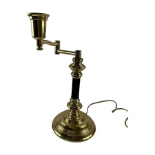 Vintage Brass Swing Arm Adjustable Table Lamp - black accent