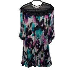 Anthropologie  Flutter Sleeve Floral Mini Dress Size S Multicolor