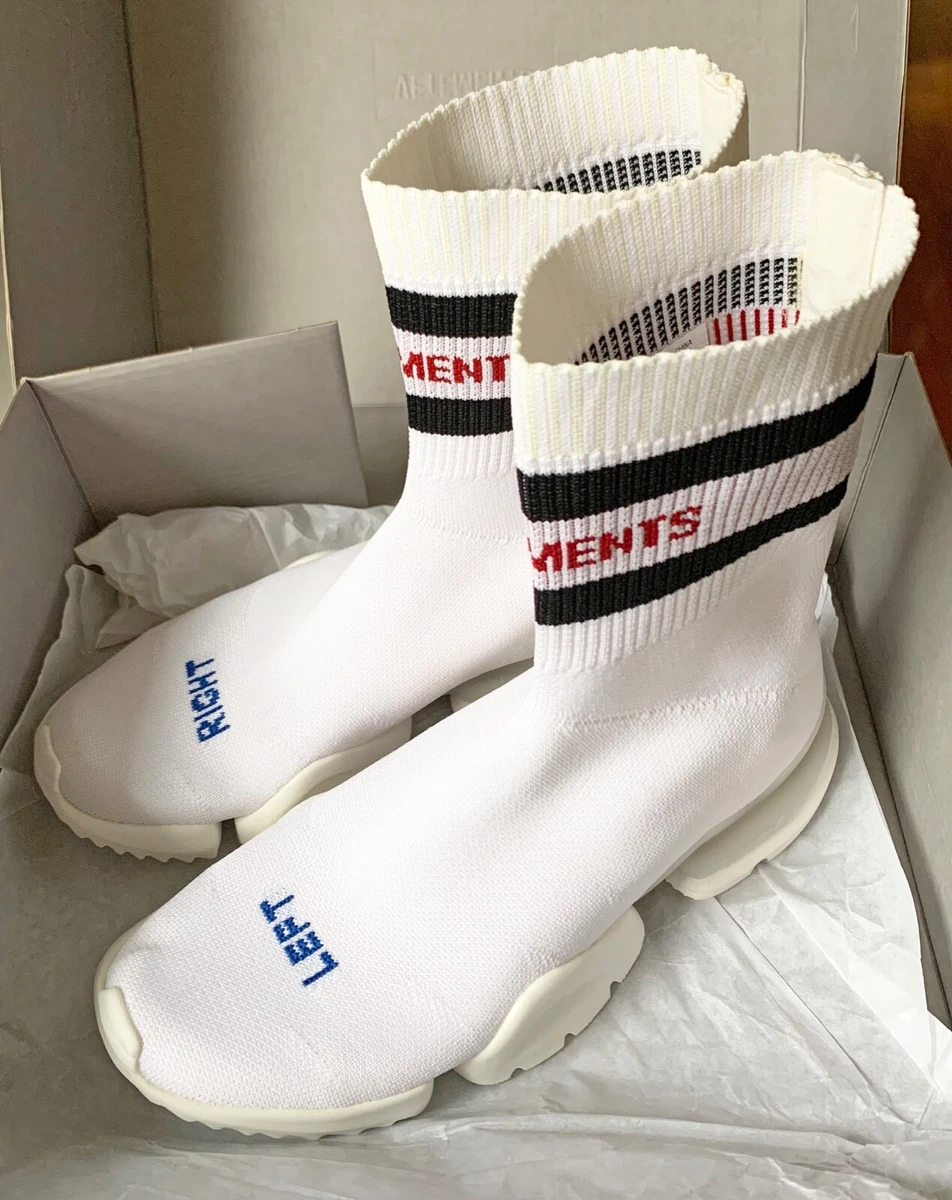 $840 VETEMENTS x Reebok Stretch SS Crew High Top Sock Sneakers White 38.5 eBay