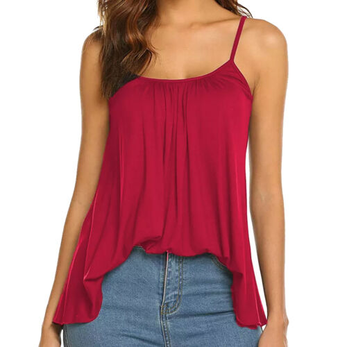 Women Fit Camisole with Built in Bra Adjustable SpaghettiStrap Camis Tank Top US - Picture 37 of 49