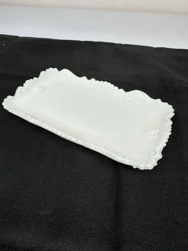 Vintage Westmoreland Milk Glass Rectangular Vanity Tray Scroll Edge WB NY