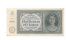 5 Kronen 1944 Ro. 559a (2+) B&ouml;hmen und M&auml;hren