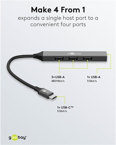 Slim 4-Port USB-Hub, USB-C™ auf USB-A, 5 Gbit/s - 74457 - Photo 5/9