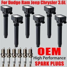 6X OEM Ignition Coil & Iridium Spark Plug For Chrysler Dodge Ram Jeep 3.6L UF648