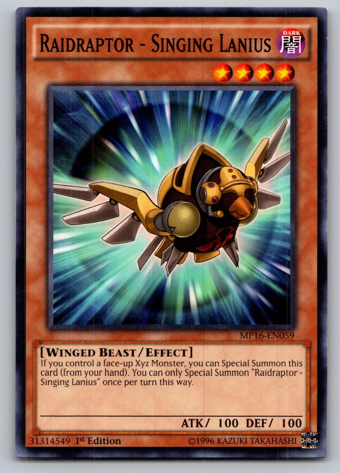 Raidraptor - Singing Lanius MP16-EN059 2016 Mega Pack Yu-Gi-Oh 1st Edition NM