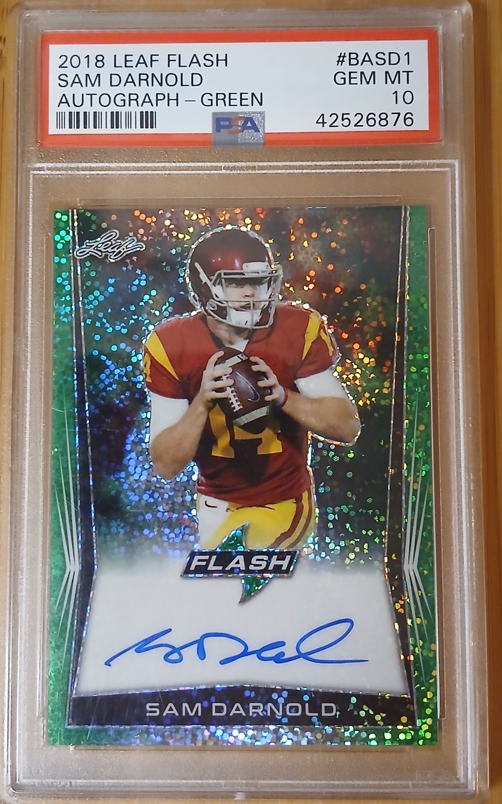 Sam Darnold Leaf Flash #BASD1 Autograph-Green