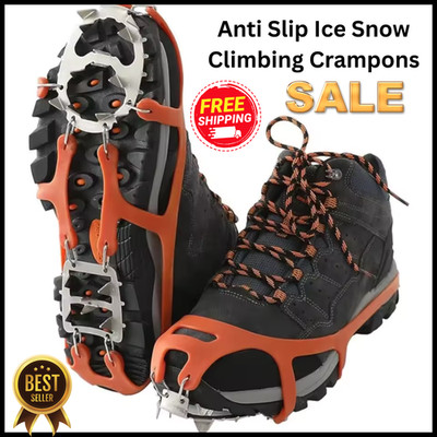 18 Studs Ice Climbing Crampons Snow Grips Anti Slip Shoe Boot Cleats Spikes