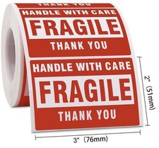 Wholesale Fragile Handle With Care Stickers 76x51mm Red Warning Labels Packaging