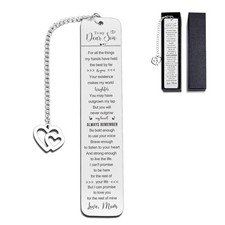 Bookmarks for Son Kids from Mom, Son Graduation Birthday 1.02 5.12in Son Silver
