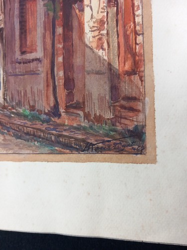 Eugene Emile Nourrigat Vue d'Albi La rue des Prêtres Cathédrale Tarn Aquarelle - Bild 3 von 4