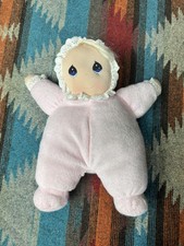 Vtg Precious Moments Terry Cloth Plush Baby Doll 1995 Dakin Avon Lovey Pink Girl