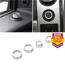 4pcs Headlight Switch 4WD Knob Trim Ring for Ford F-150 09-14 Silver Accessories