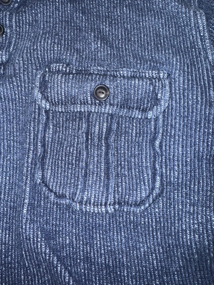 Lucky Brand Men’s 100% Cotton Ribbed Knit Henley Sweater Indigo Blue • Medium - Image 3 of 4