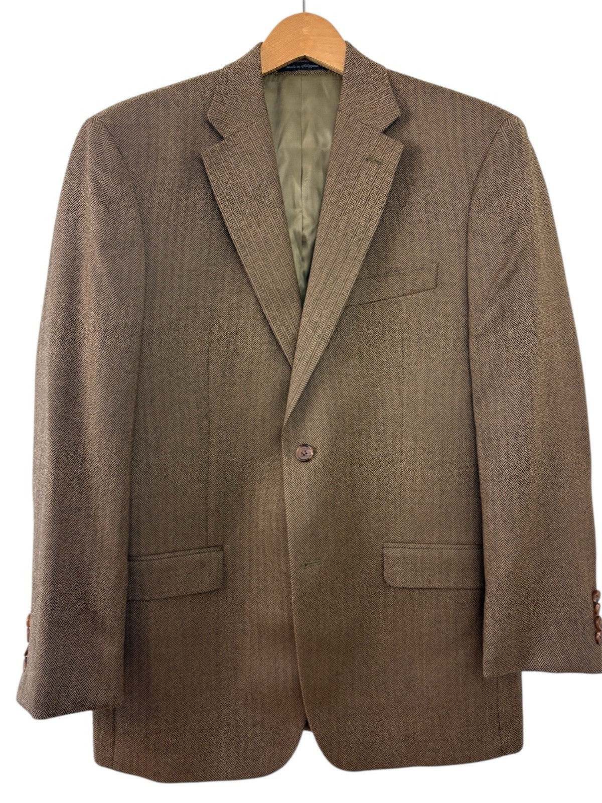 Lauren Ralph Lauren Men’s 40R 100% Wool Jacket Coat Blazer Brown Herringbone