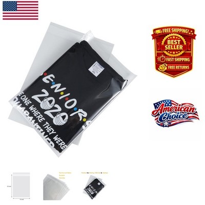 10x13 Inch Resealable Plastic Bags - 50  Clear Storage Bags for Clothing