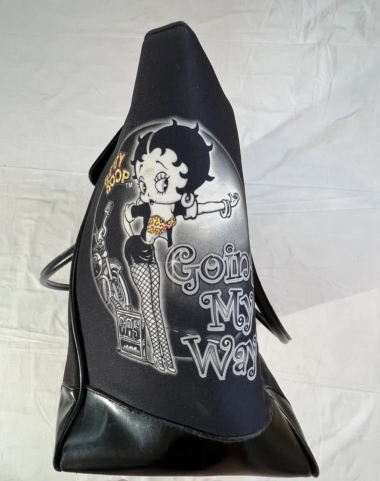 Bolso de Mano Betty Boop Vintage Negro Going My Way Gráfico Cartera Grande 2005 Dibujos Animados Foto 2 de 4
