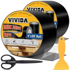 VIVIDA Butyl Joist Tape for Decking 4" × 50' (2 Roll), Waterproof D... Fast