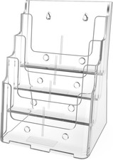 Acrylic Brochure Holder 8.5 X 11 Inch, 4 Tier Clear Literature Organizer Magazin