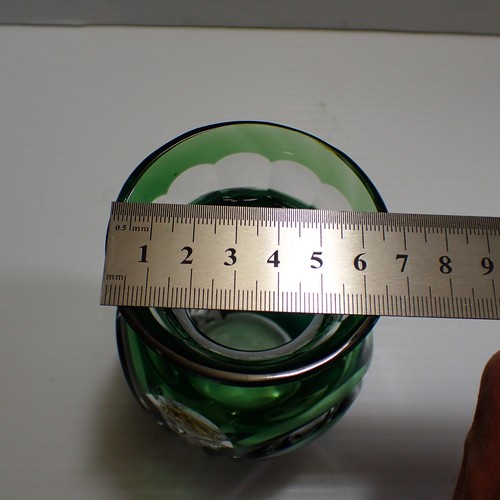 Vintage Val St Lambert Overlay Glass Vase - Forest Green, Signed - Picture 6 of 15