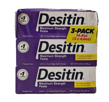 Desitin Maximum Strength Diaper Rash Paste 40 Zinc Oxide 4.8 oz 3-Pack NEW