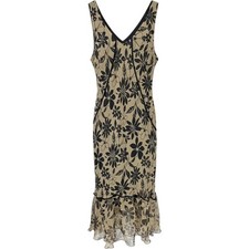 Vintage Y2K Babydoll Tiered Dress Size 8 Dark Floral Sheer Whimsigoth Witchy
