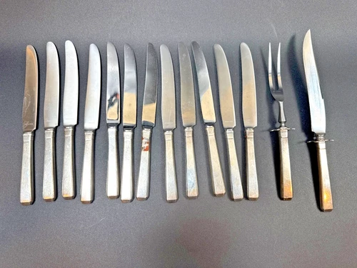 Towle Silver Three Piece Carving Set, Fork, Carving, Knife, Bread, Knife