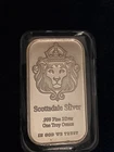 SCOTTSDALE SILVER ONE TROY OUNCE .999% SILVER LIONS HEAD BAR
