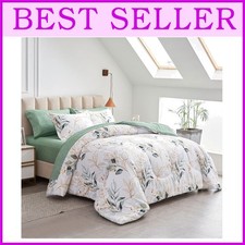 Botanical Printed Queen Comforter Set - 7-Piece Bed in a Bag