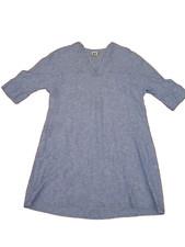 Anne Klein Womens Linen Chambray Shift Shirt Dress Sz 12 Light Blue